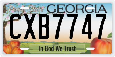 GA license plate CXB7747