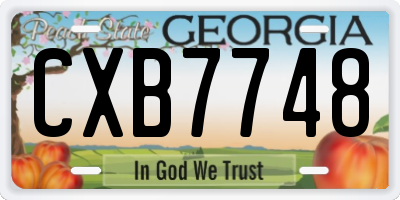 GA license plate CXB7748