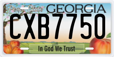 GA license plate CXB7750