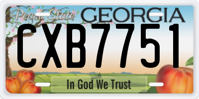GA license plate CXB7751