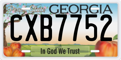 GA license plate CXB7752