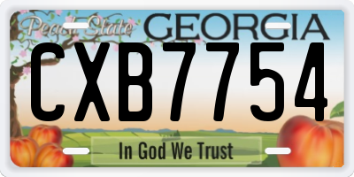 GA license plate CXB7754