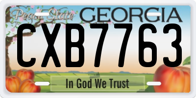 GA license plate CXB7763