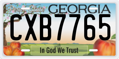 GA license plate CXB7765