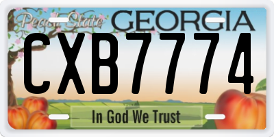 GA license plate CXB7774