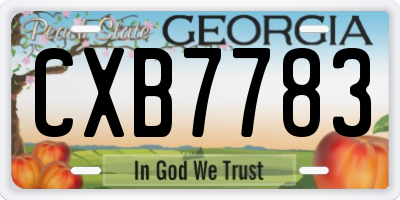 GA license plate CXB7783