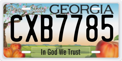 GA license plate CXB7785