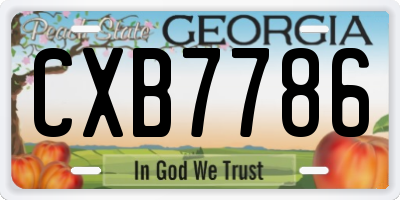 GA license plate CXB7786