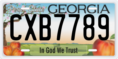 GA license plate CXB7789
