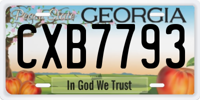 GA license plate CXB7793