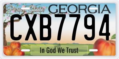 GA license plate CXB7794