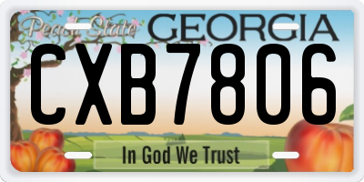 GA license plate CXB7806