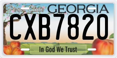 GA license plate CXB7820