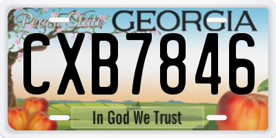 GA license plate CXB7846