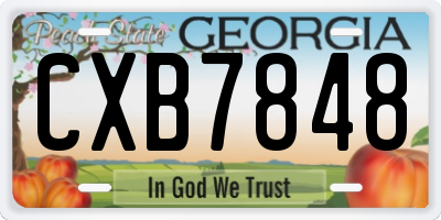 GA license plate CXB7848