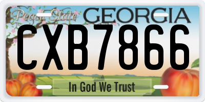 GA license plate CXB7866