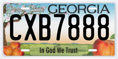 GA license plate CXB7888