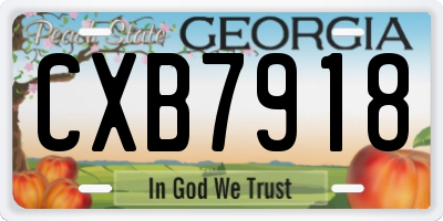 GA license plate CXB7918