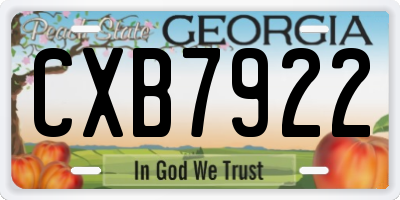GA license plate CXB7922