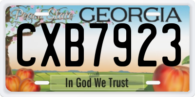 GA license plate CXB7923