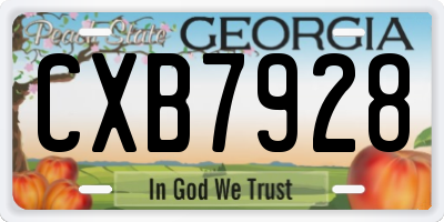 GA license plate CXB7928