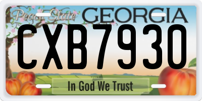 GA license plate CXB7930