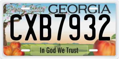 GA license plate CXB7932