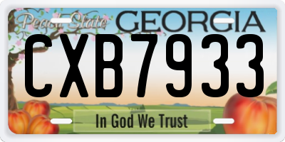 GA license plate CXB7933
