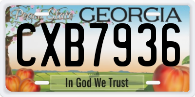 GA license plate CXB7936