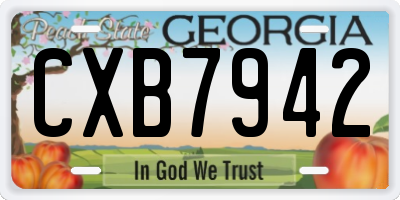 GA license plate CXB7942