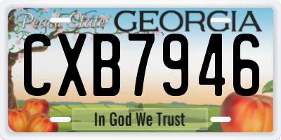 GA license plate CXB7946