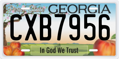 GA license plate CXB7956