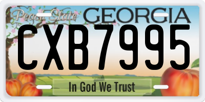 GA license plate CXB7995