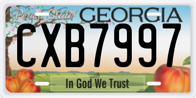 GA license plate CXB7997
