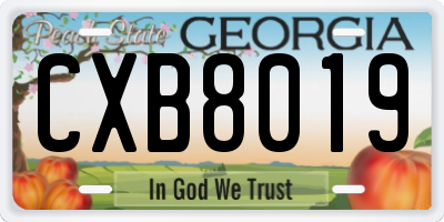 GA license plate CXB8019