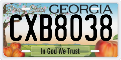 GA license plate CXB8038