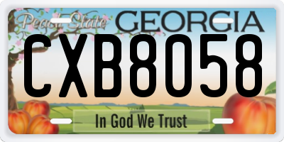 GA license plate CXB8058