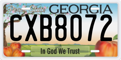 GA license plate CXB8072