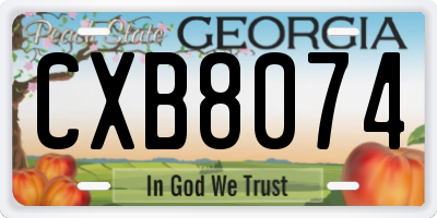 GA license plate CXB8074