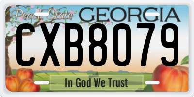 GA license plate CXB8079