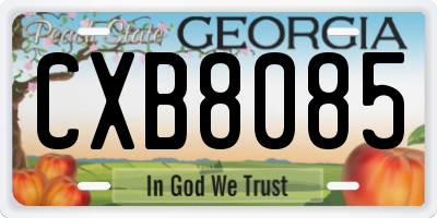 GA license plate CXB8085