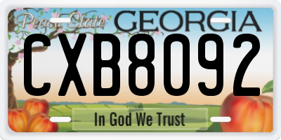 GA license plate CXB8092