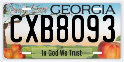 GA license plate CXB8093