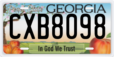 GA license plate CXB8098