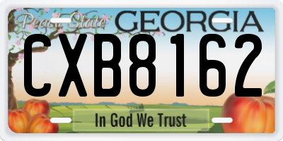 GA license plate CXB8162