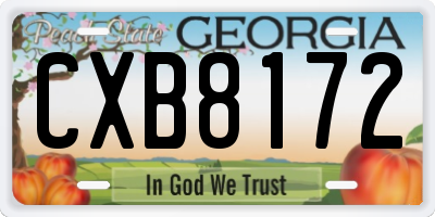 GA license plate CXB8172