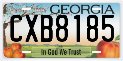 GA license plate CXB8185