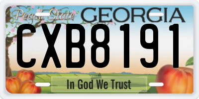GA license plate CXB8191