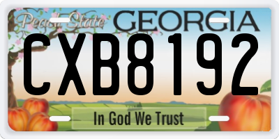 GA license plate CXB8192