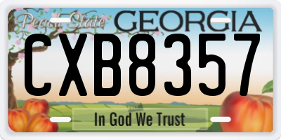 GA license plate CXB8357